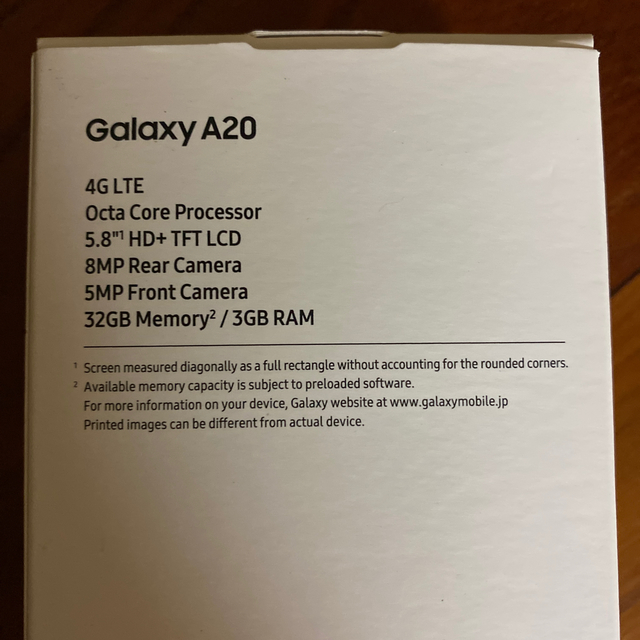 Galaxy(ギャラクシー)のGalaxy A20 ブラック 32 GB au 新品　動作確認の為一度電源ON スマホ/家電/カメラのスマートフォン/携帯電話(スマートフォン本体)の商品写真