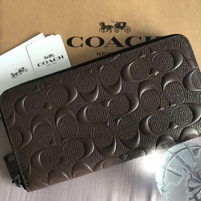 新品＊未使用 COACH コーチ 長財布 シグネイチャー ブラウン エンボス-