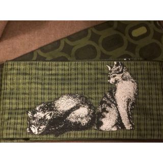 ねこ柄リバーシブル半幅帯　グリーン✖️ブラック(帯)