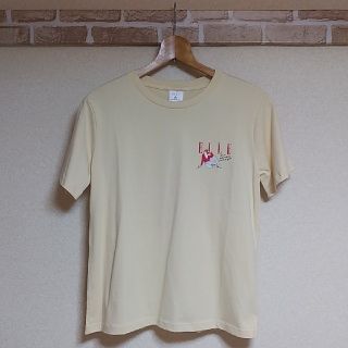 ジーユー(GU)の【新品未使用タグ付き】GU×ELLE コラボ　Tシャツ　イエロー　Lサイズ(Tシャツ(半袖/袖なし))