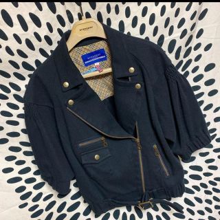 バーバリーブルーレーベル(BURBERRY BLUE LABEL)の【美品】バーバリー  38サイズ　夏ジャケット　5部袖　紺　バーバリー チェック(テーラードジャケット)