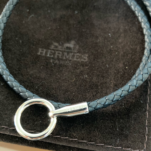 エルメス グレナン ブレスレット ネックレス シルバー金具 黒 ブラック