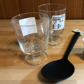ムジルシリョウヒン(MUJI (無印良品))の無印良品　シリコンスプーン IKEAイケア　ワイングラス2脚セット(調理道具/製菓道具)