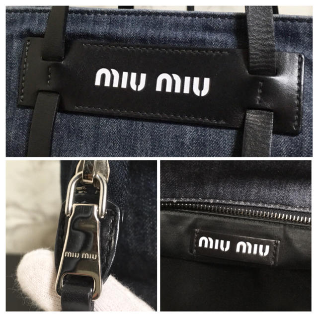 【美品】【2019モデル】【5BG145】miu miu ロゴデニムトートバッグ