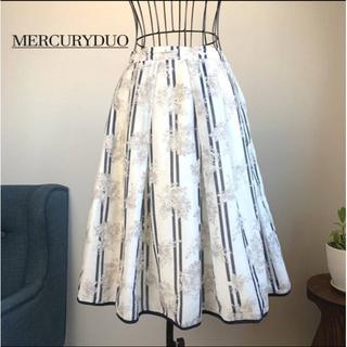 マーキュリーデュオ(MERCURYDUO)のMERCURYDUO フラワーストライプ フレア スカート(ひざ丈スカート)