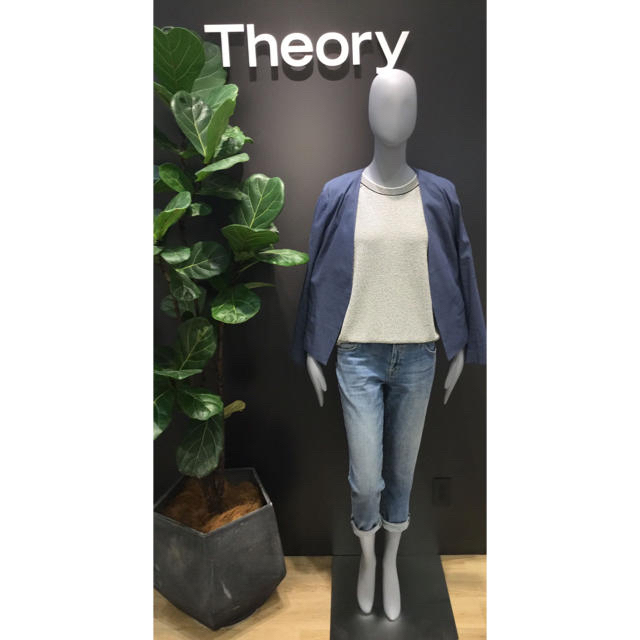 Theory  新品タグ付き　リネンノーカラージャケット　0