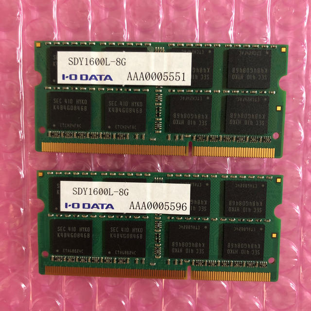 ノート用メモリ / 8GB x 2枚 = 16GB / DDR3L-1600
