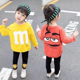 りろ様専用オレンジ m&m's ロンT＆レギンスセットアップ ９０cm（M)(Tシャツ/カットソー)