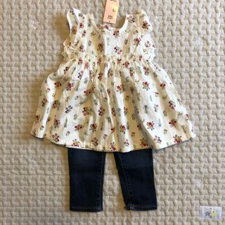 ベビーギャップ(babyGAP)の花柄ワンピデニムセット(ワンピース)