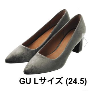 ジーユー(GU)のパンプス キャンキーヒール ベロア GU Lサイズ 24.5(ハイヒール/パンプス)