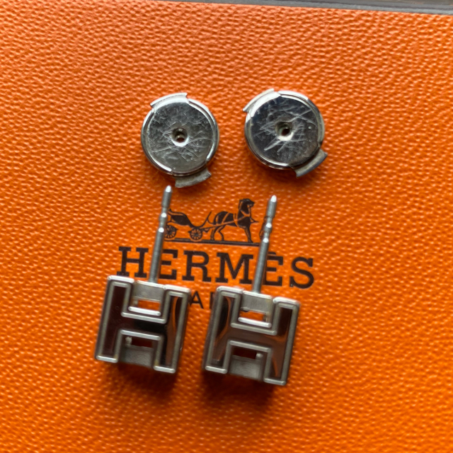 Hermes - HERMES エルメス キューブHピアス シルバー 水色の通販 by ...