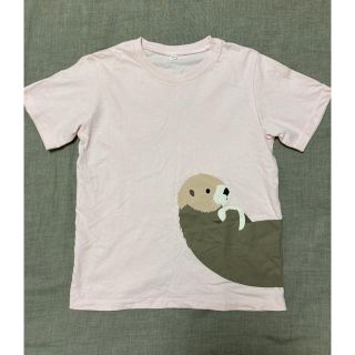 ムジルシリョウヒン(MUJI (無印良品))のMUJI 動物 Tシャツ　アニマル　130cm キッズ  ジュニア　ピンク(Tシャツ/カットソー)