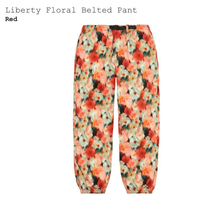 Supreme(シュプリーム)のsupreme liberty floral belted pant L 赤 メンズのパンツ(ワークパンツ/カーゴパンツ)の商品写真