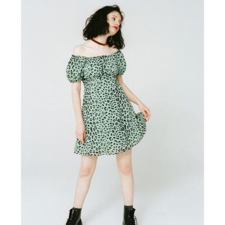 エックスガール(X-girl)のXGIRL SHEER LEOPARD DRESS(ミニワンピース)