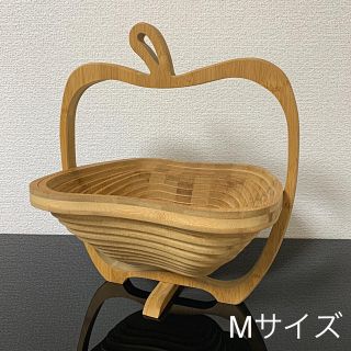 【Opop様専用】りんご型バスケット Mサイズ　折り畳み式(バスケット/かご)