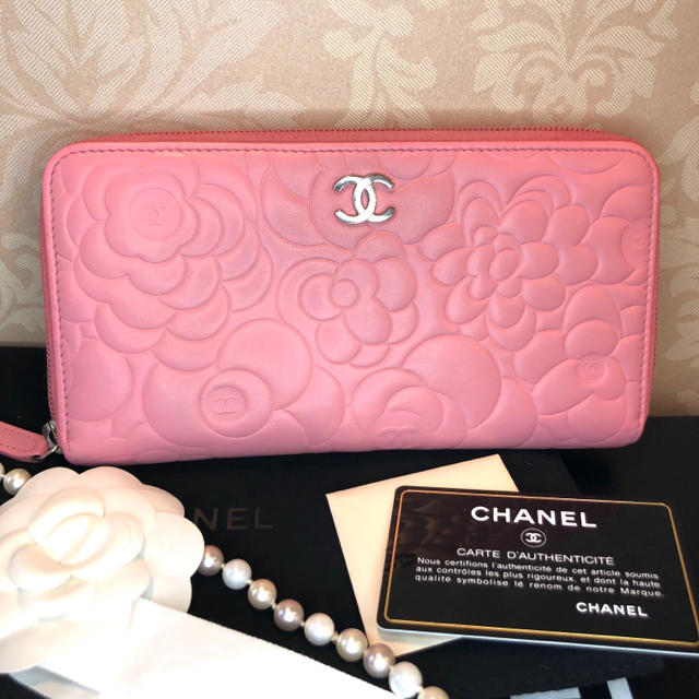 美品【正規品】シャネル CHANEL カメリア長財布 付属品完備 レディース ...