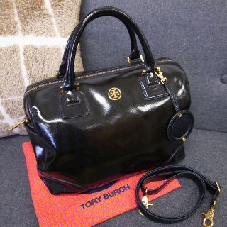 トリーバーチ(Tory Burch)の正規品☆トリーバーチ　2wayバッグ　黒　エナメル　ロビンソン　バッグ　財布(ハンドバッグ)