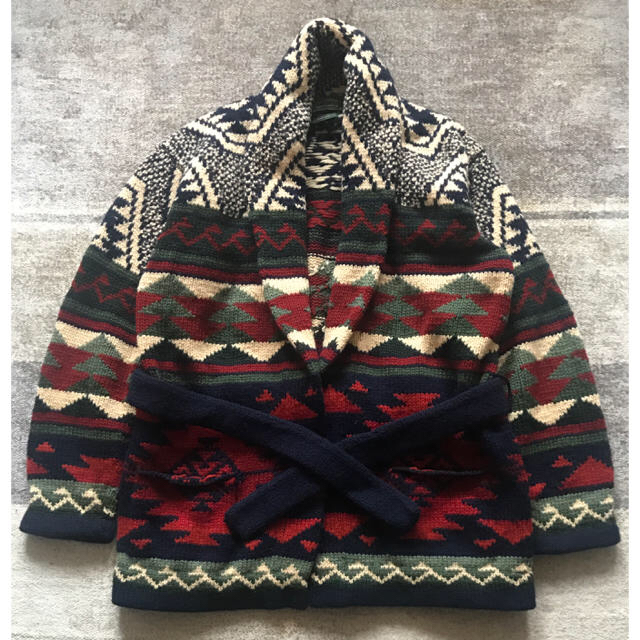 Ralph Lauren(ラルフローレン)の圧巻 90's vintage ポロカントリー ネイティブ ニット ガウン M メンズのトップス(カーディガン)の商品写真