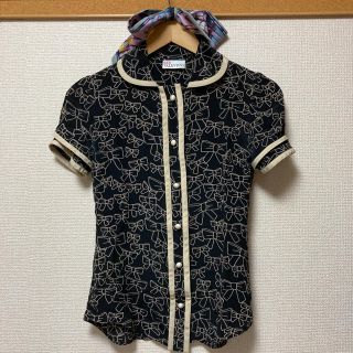 レッドヴァレンティノ(RED VALENTINO)の専用・レッドヴァレンティノ リボン柄シルクブラウス黒38(シャツ/ブラウス(半袖/袖なし))