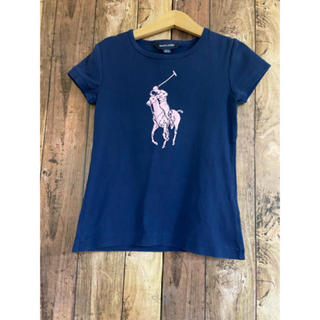 ラルフローレン(Ralph Lauren)の美品　ラルフローレン　ビッグロゴ　半袖Tシャツ　ネイビー ピンクロゴ　130  (Tシャツ/カットソー)