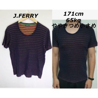 ジェイフェリー(J.FERRY)の匿名即J.FERRY MENボーダーシャドーカットソー/ガーゼ生地着心地良い♪L(Tシャツ/カットソー(半袖/袖なし))