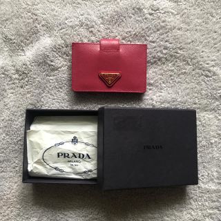 プラダ(PRADA)のプラダ サフィアーノレザー アコーディオン 蛇腹 カードケース ピンク(名刺入れ/定期入れ)