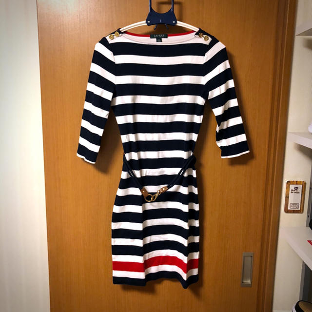 POLO RALPH LAUREN(ポロラルフローレン)のRalph Lauren ボーダーワンピース　美品　XS レディースのワンピース(ひざ丈ワンピース)の商品写真