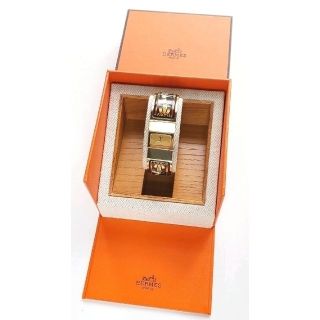 エルメス(Hermes)の美品＊エルメス 腕時計 ロケ エマイユ バングルウォッチ 七宝焼 緑×金色 馬柄(腕時計)