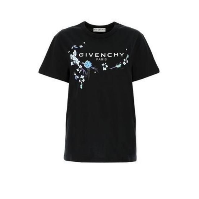 GIVENCHY(ジバンシィ)のアルマ様専用GIVENCHY フローラル ブラック コットンＴシャツ Ｓ レディースのトップス(Tシャツ(半袖/袖なし))の商品写真