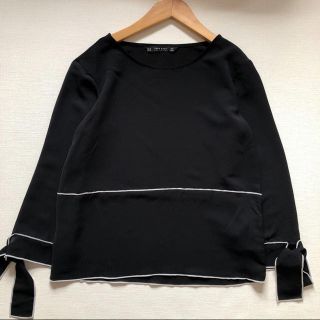 ザラ(ZARA)のZARA BASIC パイピングブラウス 袖リボンS(シャツ/ブラウス(長袖/七分))