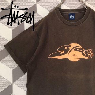 ステューシー(STUSSY)の【90s Old Stussy】旧タグ アメリカ製 センターロゴ Tシャツ 茶.(Tシャツ/カットソー(半袖/袖なし))