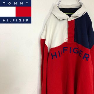 トミーヒルフィガー(TOMMY HILFIGER)の古着 トミーヒルフィガー 刺繍 ビッグロゴ ロンT Lメンズ　ビックシルエット(Tシャツ/カットソー(七分/長袖))