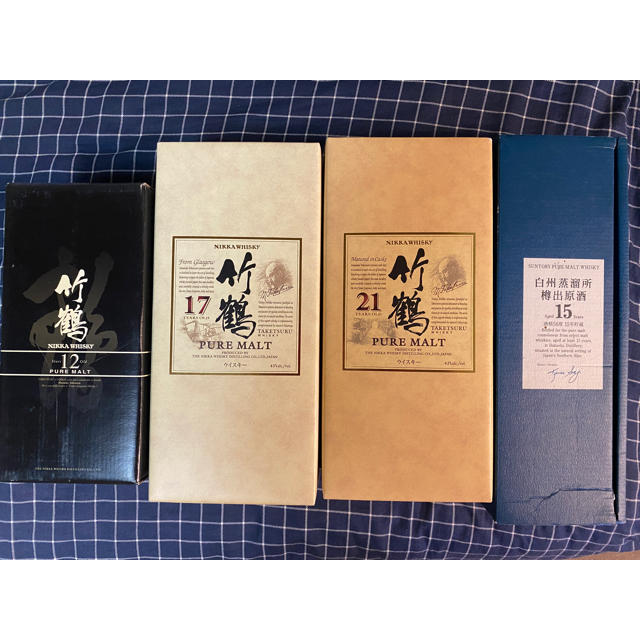 竹鶴12年 17年 21年 白州蒸溜所樽出原酒15年 箱のみ - ウイスキー