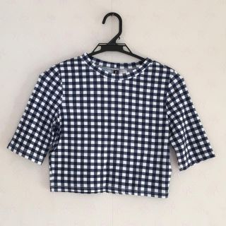 エイチアンドエム(H&M)のギンガムチェック クロップドTシャツ(Tシャツ(半袖/袖なし))