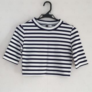 エイチアンドエム(H&M)のボーダー クロップドTシャツ(Tシャツ(半袖/袖なし))