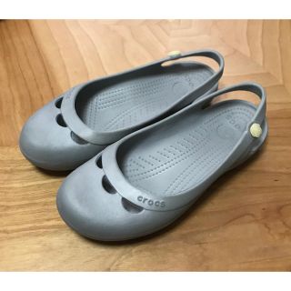 クロックス(crocs)のcrocs 9 グレー　フラットシューズ　クロックス　25cm バレエシューズ(サンダル)