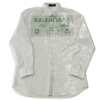 バレンシアガ(Balenciaga)の 正規品 バレンシアガ ロゴシャツ ビニールコーティング PVC メンズ 白(シャツ)