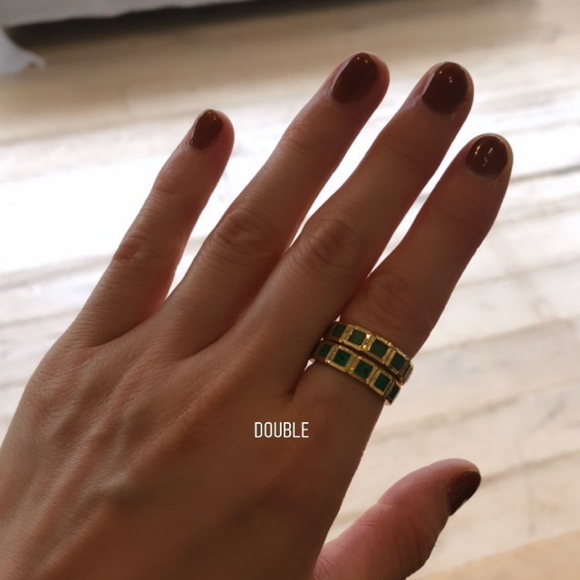 アイボリー×レッド r.alagan ララガン small tile ring #9 - 通販