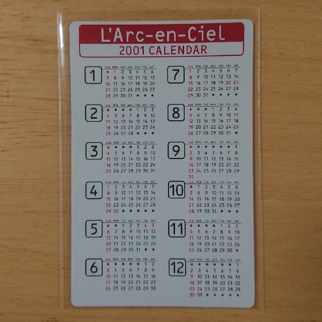 L Arc En Ciel ラルク カード型カレンダーの通販 By くろくまさん家 ラルクアンシエルならラクマ
