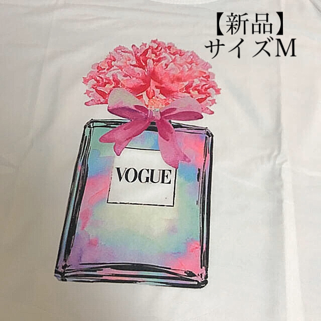 ZARA(ザラ)の【新品】VOGUE ，香水瓶，パフューム，フラワー，お花，Tシャツ レディースのトップス(Tシャツ(半袖/袖なし))の商品写真