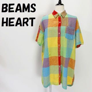 ビームス(BEAMS)の購入者ビームス ハート 麻混 ブロックチェック シャツワンピース マルチカラー(ひざ丈ワンピース)