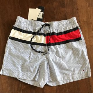 トミーヒルフィガー(TOMMY HILFIGER)の【新品】トミーヒルフィガー 水着 メンズ Mサイズ 縦ストライプブルー(水着)