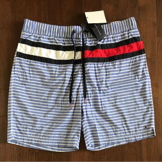 トミーヒルフィガー(TOMMY HILFIGER)の【新品】トミーヒルフィガー 水着 メンズ XLサイズ 横ボーダーブルー(水着)