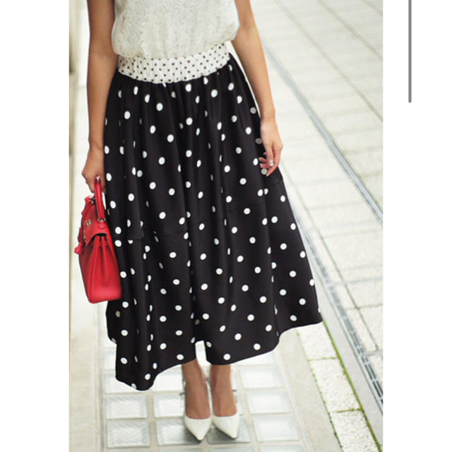 akiki POLKA DOTS SKIRT black