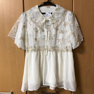 アクシーズファム(axes femme)のがもちゃん様専用！チュール刺繍ロングシャツ(シャツ/ブラウス(半袖/袖なし))