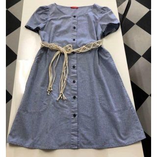 ヨークランド(Yorkland)の★ヨークランド美品！春から＊お袖口のチェックお洒落な薄手デニムワンピ(ひざ丈ワンピース)