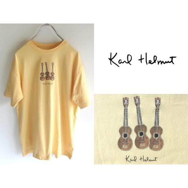Karl Helmut(カールヘルム)のカールヘルム ギター/筆記体ロゴプリント Tシャツ カットソー M メンズのトップス(Tシャツ/カットソー(半袖/袖なし))の商品写真