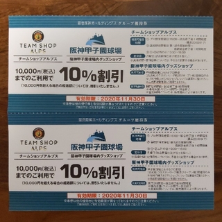 ハンシンタイガース(阪神タイガース)の阪神甲子園球場　チームショップアルプス　割引券(野球)