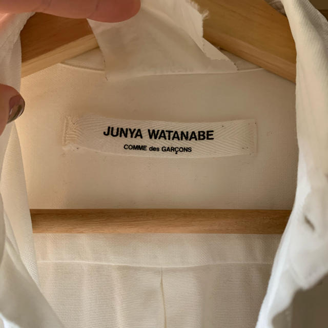 JUNYA WATANABE COMME des GARCONS(ジュンヤワタナベコムデギャルソン)のJUNYA WATANABE コムデギャルソン　長袖シャツワンピース　ホワイト レディースのワンピース(ひざ丈ワンピース)の商品写真