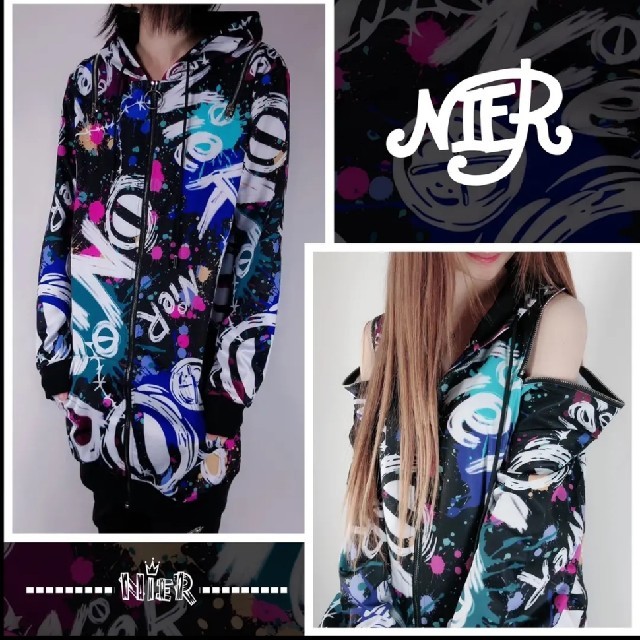 2WAY OFF-Shoulder  ZIP PARKA【NieR PAINT】